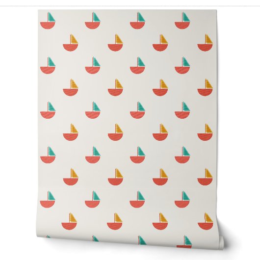 Papel de pared con patrón de barquitos pequeños 壁紙 (ほどく)