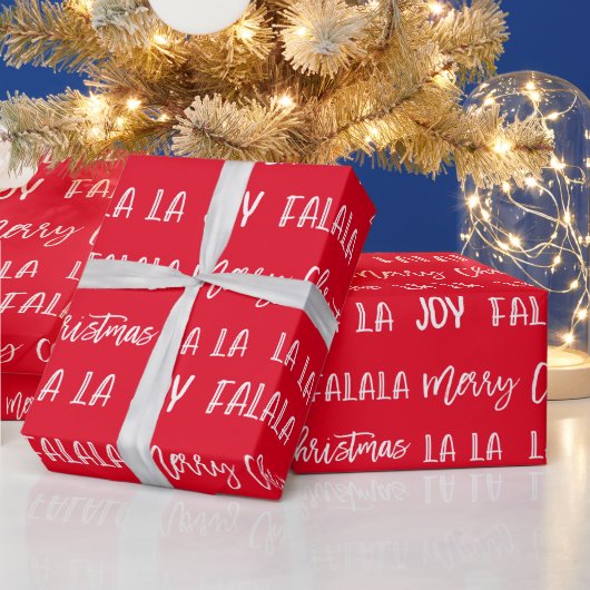 Papel De Regalo Christmas Holiday text red modern ラッピングペーパー (クリスマス)
