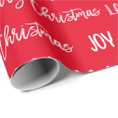 Papel De Regalo Christmas Holiday text red modern ラッピングペーパー (ロールコーナー)