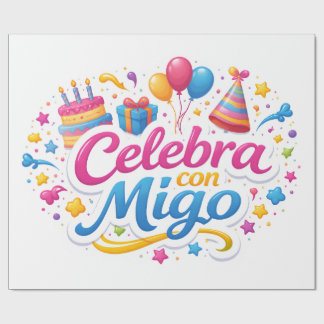 Papel de Regalo con Diseño “Celebra Conmigo” | Env ラッピングペーパー
