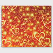 papel de regalo corazones en fondo rojo ラッピングペーパー (フラット)