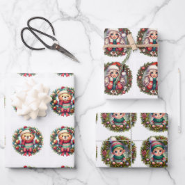 Papel de Regalo Corona de Navidad ラッピングペーパーシート