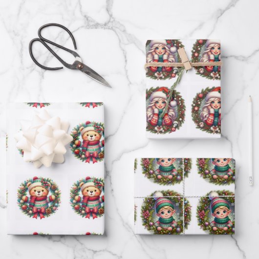 Papel de Regalo Corona de Navidad ラッピングペーパーシート (正面)