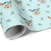 Papel de regalo Cute Watercolor Reindeer Pattern  ラッピングペーパー (ロールコーナー)