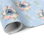 Papel De Regalo elegant flowers blue and pink ラッピングペーパー (ロールコーナー)
