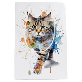 Papel De Regalo Gato en movimiento: belleza y grac ミディアムペーパーバッグ