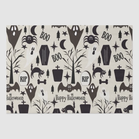 Papel de regalo Happy Halloween negro 薄葉紙 (正面)
