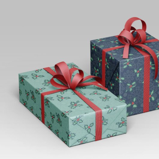 Papel de regalo navidad color turquesa ラッピングペーパー