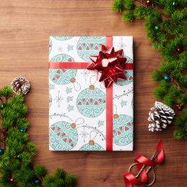 Papel de regalo navideño bolas turquesa ラッピングペーパー