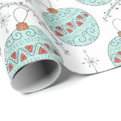 Papel de regalo navideño bolas turquesa ラッピングペーパー (ロールコーナー)