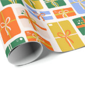 Papel de regalo navideño con estampado de regalito ラッピングペーパー (ロールコーナー)