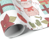 Papel de regalo navideño de cerditos ラッピングペーパー (ロールコーナー)