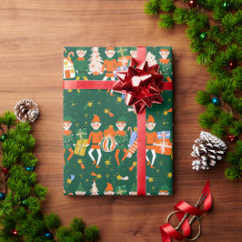 Papel de regalo navideño elfos ラッピングペーパー