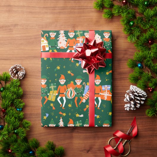 Papel de regalo navideño elfos ラッピングペーパー (クリスマスギフト)