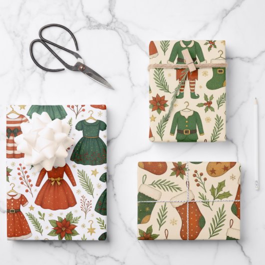 Papel de Regalo Ropa de Navidad ラッピングペーパーシート (正面)
