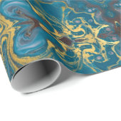 papel de regalo turquesa con dorado ラッピングペーパー (ロールコーナー)