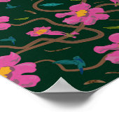 Papel diseño botanico flores colibri ポスター (角)