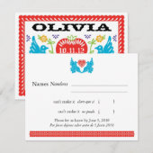 Papel Picadoのスタイル愛鳥RSVP 出欠カード (正面/裏面)