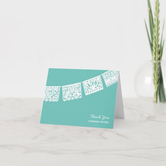 Papel Picadoの水|の結婚のサンキューカード サンキューカード (正面)