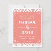 Papel Picadoスタイル日付カードの保存 セーブザデート (正面)