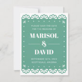 Papel Picadoスタイル日付カードの保存 セーブザデート (正面)