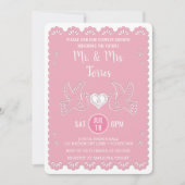 Papel Picado愛鳥のピンクはウェディングシャワーをつなぎます 招待状 (正面)