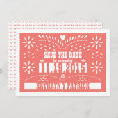 Papel Picado日付の結婚発表を保存 招待状 (正面/裏面)