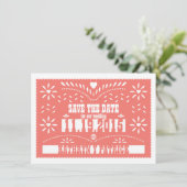 Papel Picado日付の結婚発表を保存 招待状 (スタンド正面)