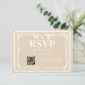 Papel Picado メキシコ ニュートラル RSVP 返信カード (スタンド正面)