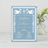 Papel Picado Baptism Invite Blue Mexican Fiesta 招待状 (スタンド正面)