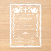 Papel Picado Baptism Invite Mexican Fiesta アクリル招待状 (正面)