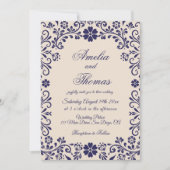 Papel Picado Beige Blue Mexican Wedding  招待状 (正面)