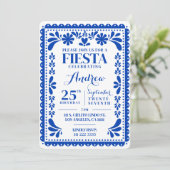 Papel Picado Birthday Invitation Blue Fiesta 招待状 (スタンド正面)