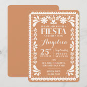 Papel Picado Birthday Invitation Terracotta Fiesta 招待状 (正面/裏面)
