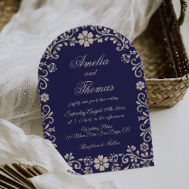 Papel Picado Blue Mexican Wedding 招待状