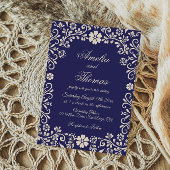 Papel Picado Blue Mexican Wedding 招待状