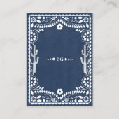 Papel Picado Boda Mexican Rustic Blue Wedding エンクロージャーカード (裏面)