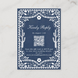Papel Picado Boda Mexican Rustic Blue Wedding エンクロージャーカード