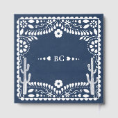 Papel Picado Boda Mexican Rustic Blue Wedding ゲストブック (裏面)