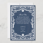 Papel Picado Boda Mexican Rustic Blue Wedding サンキューカード (正面)