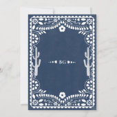 Papel Picado Boda Mexican Rustic Blue Wedding サンキューカード (裏面)
