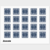 Papel Picado Boda Mexican Rustic Blue Wedding スクエアシール (シート)