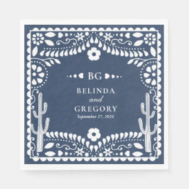 Papel Picado Boda Mexican Rustic Blue Wedding スタンダードランチョンナプキン