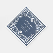 Papel Picado Boda Mexican Rustic Blue Wedding スタンダードランチョンナプキン (角)