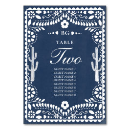 Papel Picado Boda Mexican Rustic Blue Wedding テーブルナンバー