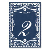 Papel Picado Boda Mexican Rustic Blue Wedding テーブルナンバー (裏面)