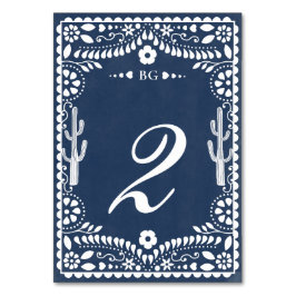 Papel Picado Boda Mexican Rustic Blue Wedding テーブルナンバー