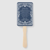 Papel Picado Boda Mexican Rustic Blue Wedding  ハンドファン (裏面)