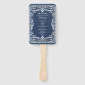 Papel Picado Boda Mexican Rustic Blue Wedding  ハンドファン (正面)