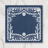 Papel Picado Boda Mexican Rustic Blue Wedding フェイバータグ (裏面)